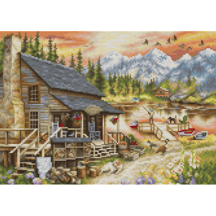 (image for) Small Log Cabin General Store Counted Cross Stitch Kit
